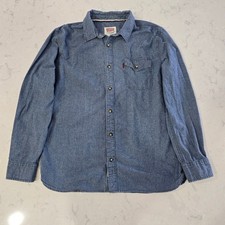 Vintage 90s Levi's Denim Shirt - Heritage Tag 1853501 - Large- Blue Western