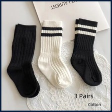 3 Pairs/lot Children's Long Tube Student Cotton Socks Spring Autumn Girls