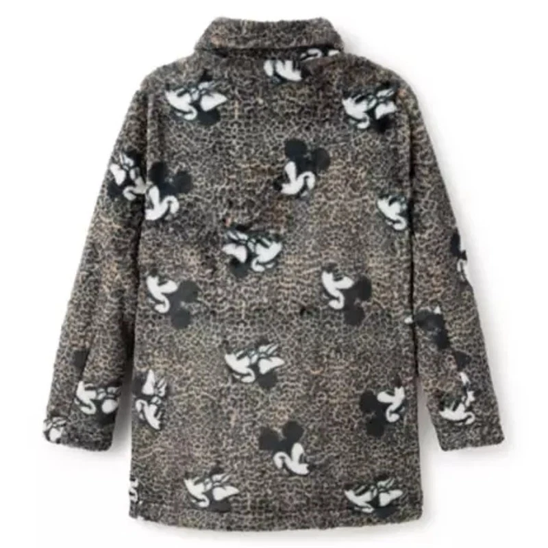 NWT Mickey and Minnie Mouse Faux Fur Animal Print Coat in Grey size 3X - Image 2 of 4
