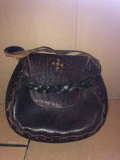 VINTAGE HANDMADE GENUINE LEATHER PURSE BAG BROWN