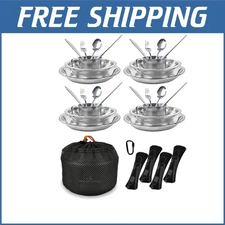 Compact & Lightweight Stainless Steel Camping Dish Set - 16 Essential Pieces
