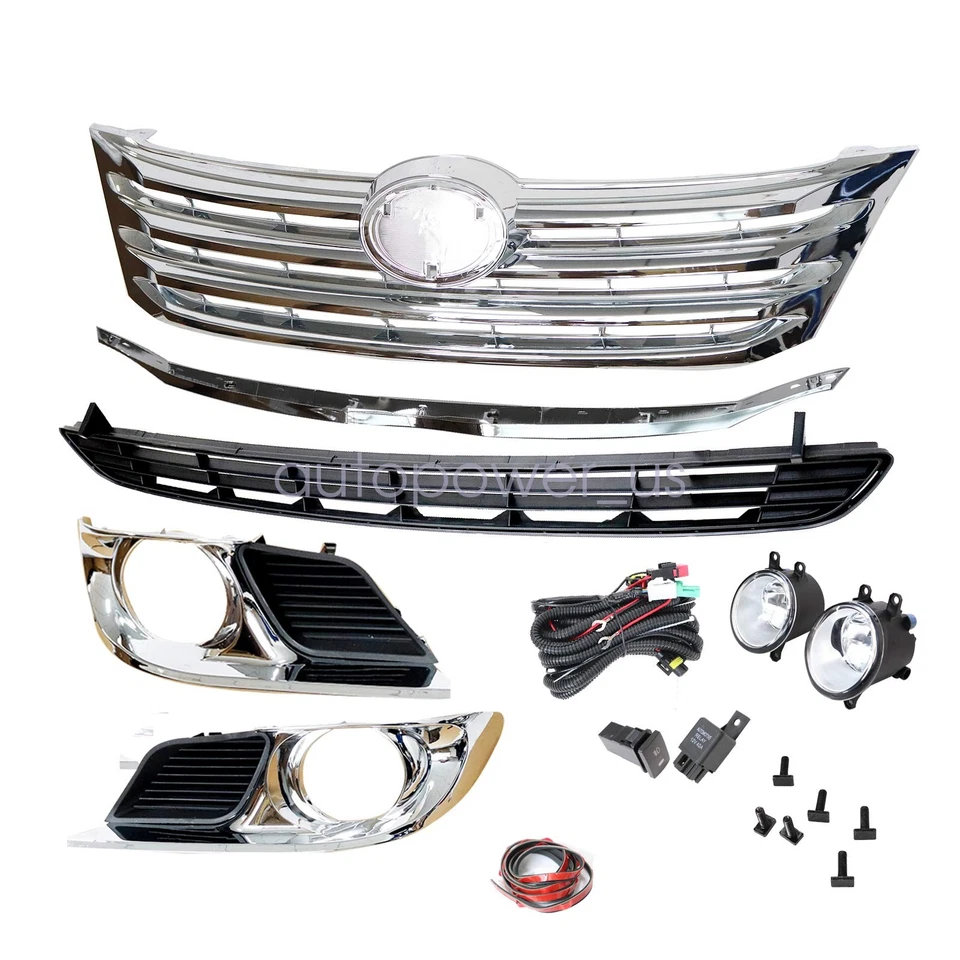 Nueva parrilla inferior superior delantera con cubiertas de lámparas antiniebla 7 piezas para Toyota Avalon 2011-2012 Foto 2 de 4