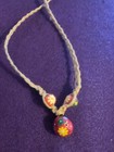 Vintage Hand Painted Beaded Hemp Necklace — photo 1
