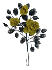 Vintage French Glass Beaded Rose Flowers 16  Long Stem