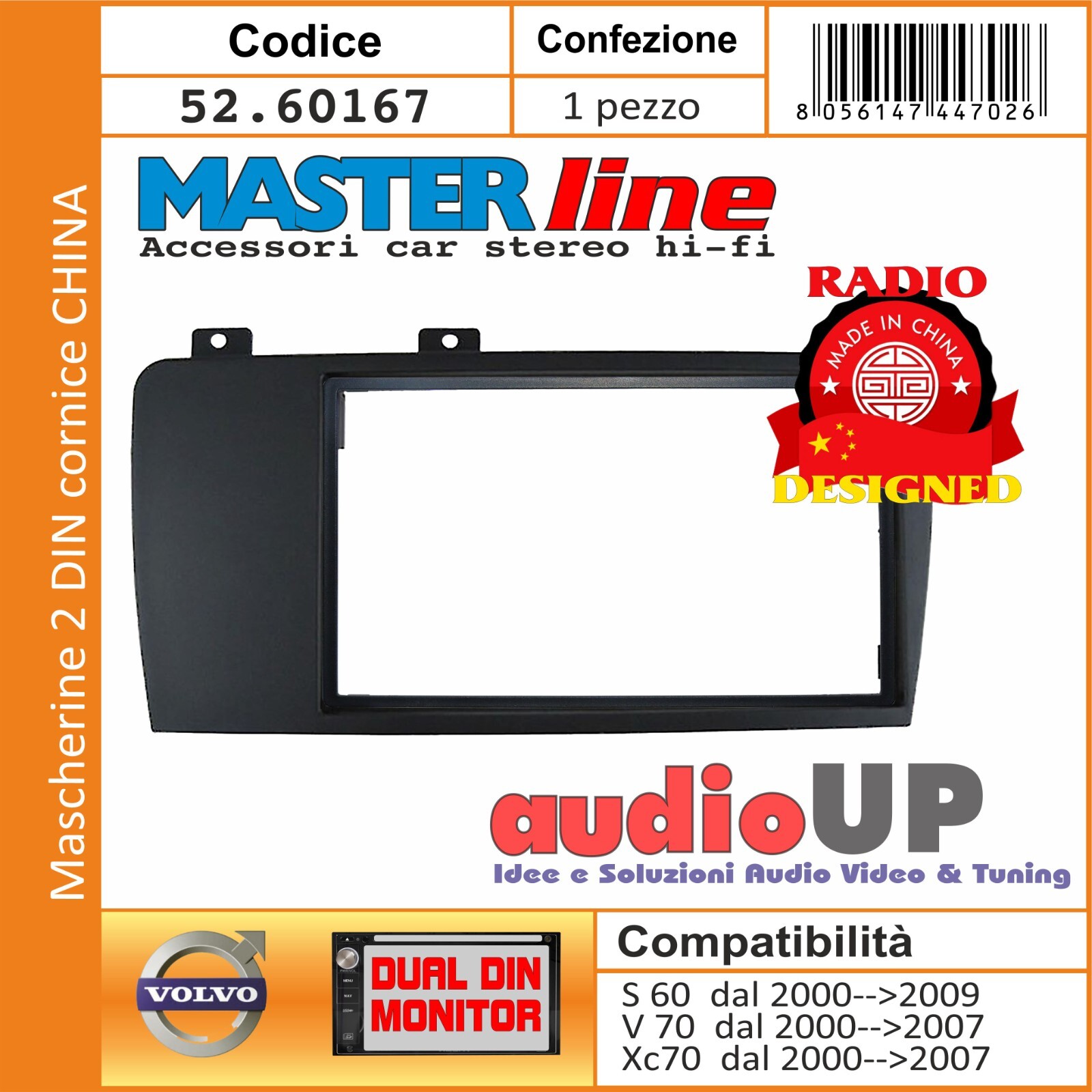 Adattatore 2 DIN Volvo S60 2000-2009 per Radio Cinesi e ISO Standard
