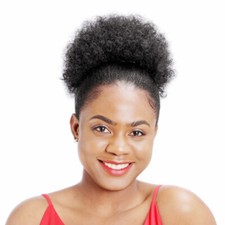 Short Synthetic Afro Kinky Curly Hair Extensions Ombre Puff Draw Adjust Hair