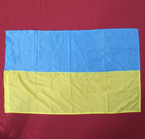 Vintage UKRAINE Silk BANNER 53"=135cm Big Ukrainian FLAG