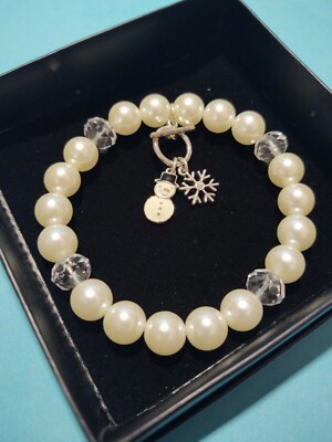 AVON Whimsy Winter Snowman Stretch Bracelet ~ NEW