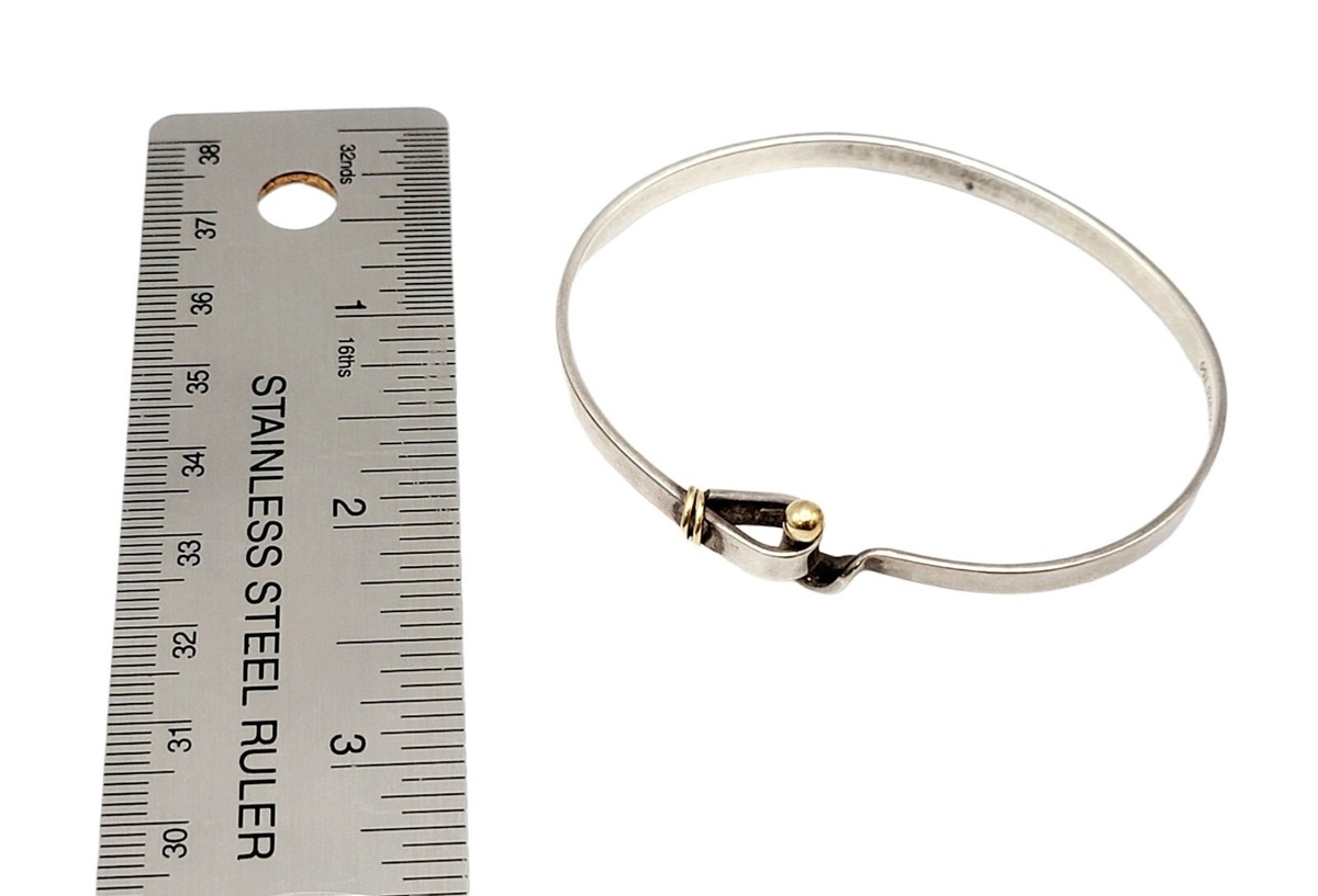 Tiffany & Co. Bracelet 925 Sterling Silver Hook and Eye Bangle 18K