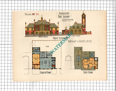 Aldershot Fire Station C E Hutchinson Architect - c.1910 Print