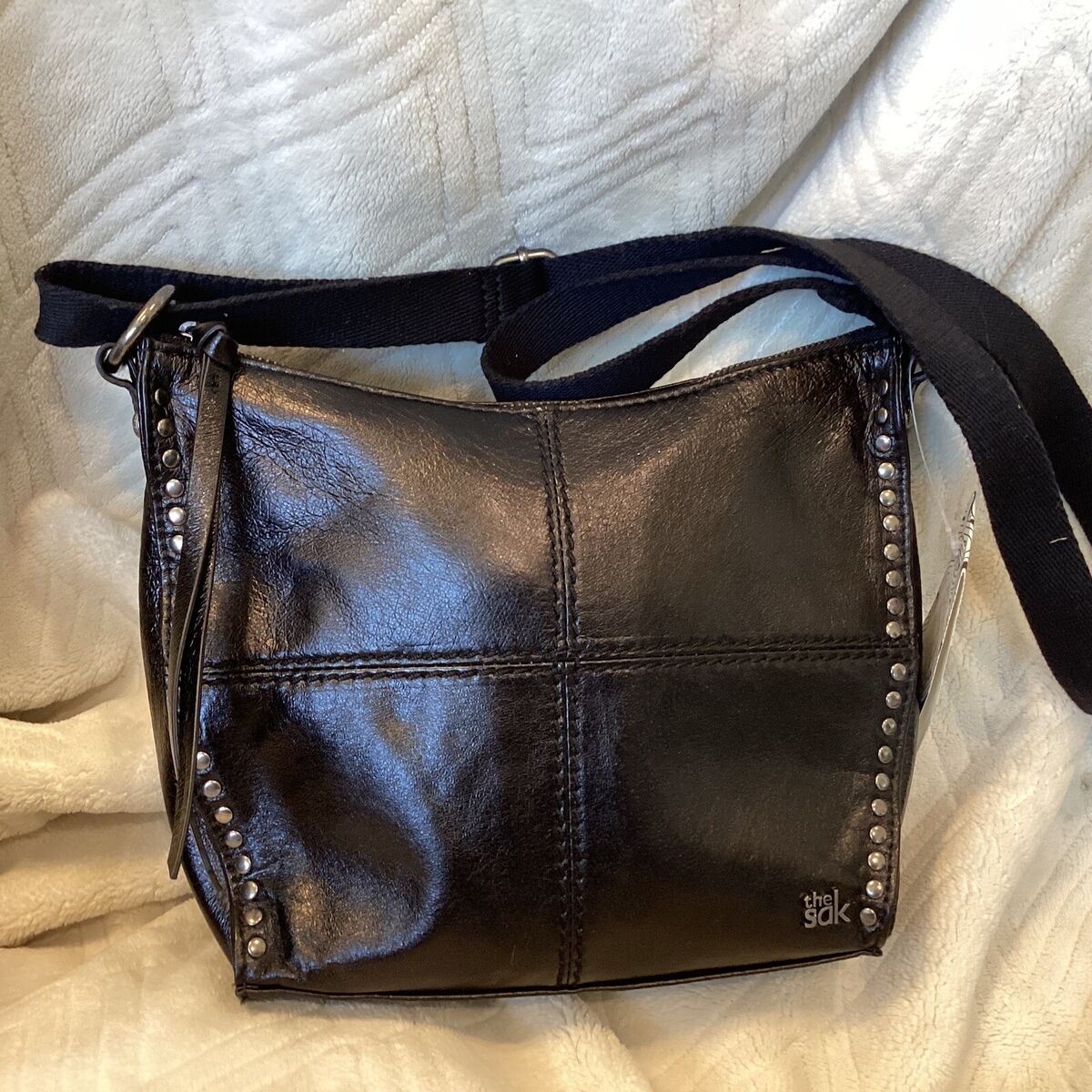 The Sak Saratoga NEW Black Onyx Studded Zip Shoulder Bag The Sak Saratoga NEW Black Onyx Studded Zip Shoulder Bag