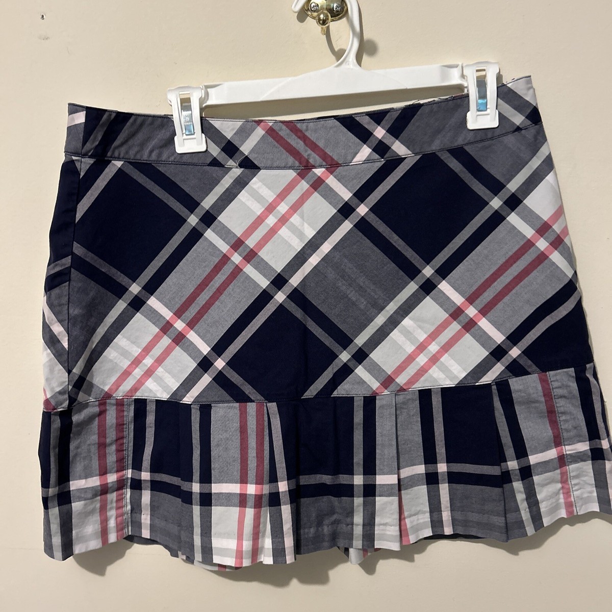 Lady Hagen Golf Skirt Women's 10 Blue Pink White Plaid Skort