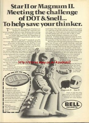 Bell Helmets Star II Motorrad 1977 Zeitschrift Anzeige #435
