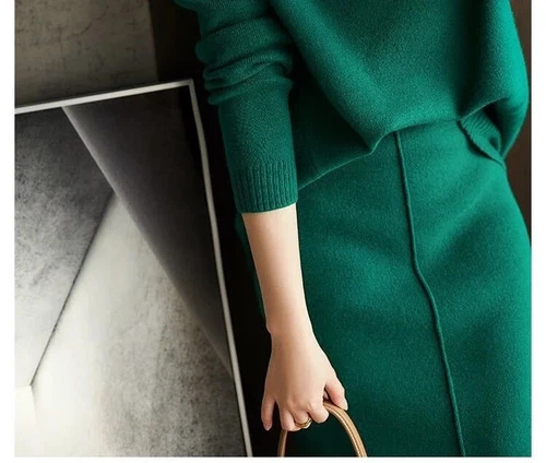 Autumn suit skirt 2 piece skirt set women winter sweater 2 piece outfit Sweater - Picture 16 of 28