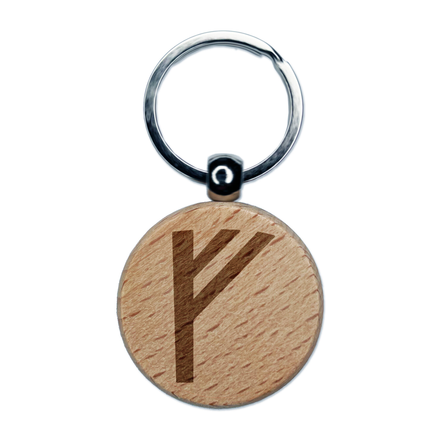 Norse Viking Dwarven Rune Letter F Engraved Wooden Keychain Charm