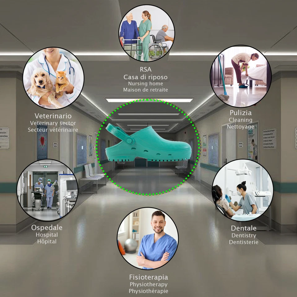 ZOCCOLI SANITARI PROFESSIONALI REPOSA STERILIZZABILI ANTISCIVOLO LEGGERI MEDICI - Immagine 4 di 4