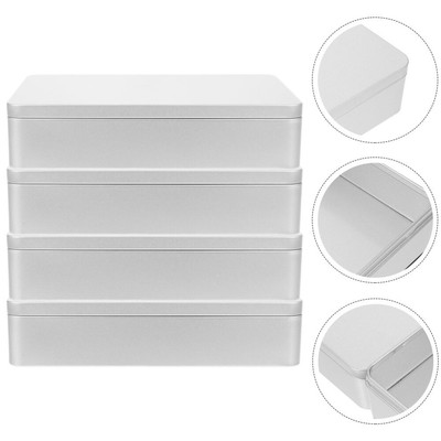  4 Pcs Aufbewahrungskiste Vorratsbehälter Mini-Aufbewahrungsboxen Aus Weißblech