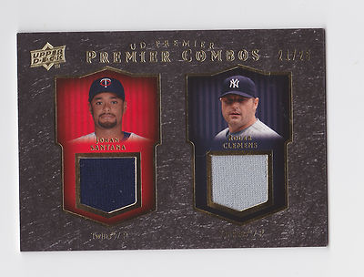 2008 Upper Deck Premier Combos Memorablia Gold Johan Santana/Roger Clemens 21/25