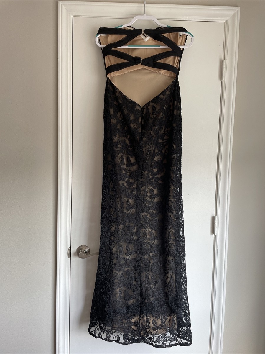 La Femme Prom Dress Lacy Black With Tan Lining Size 8 | eBay