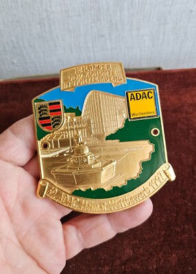 VINTAGE ENAMEL AUTOMOBILE RADIATOR BADGE # ADAC HOMELAND RALLY WÜRTTEMBERG 1997