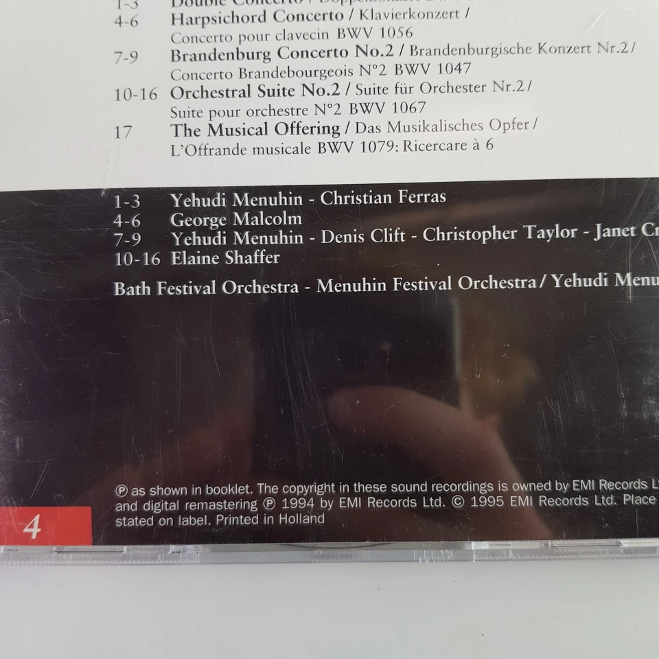 Bach Baroque Orchestral Works 4 Menuhin Ferras Bath Festival Clift Taylor EMI CD - Image 3 of 4
