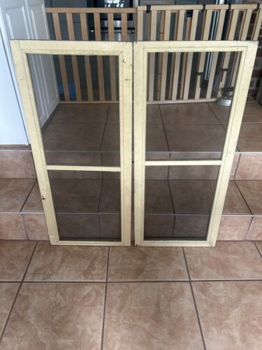Pair,2 Antique Wood Framed Screen Cabinet Doors ,1920s - Picture 2 of 6