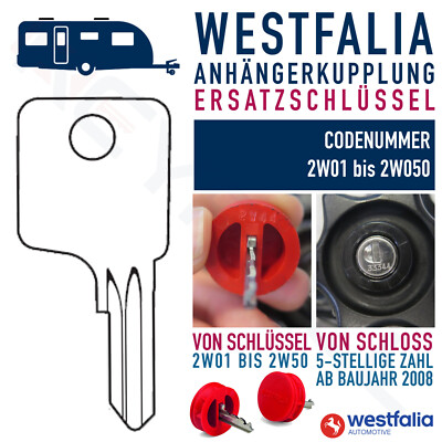 Ersatzschlüssel Nachschlüssel Schlüssel für Westfalia Anhängerkupplung AHK AHV