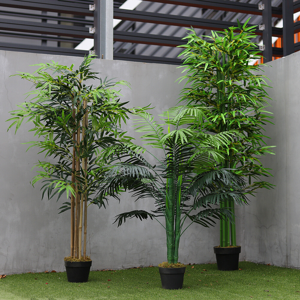 Large Artificial Bamboo Green Tree outdoor Tall Plant in Pot Home