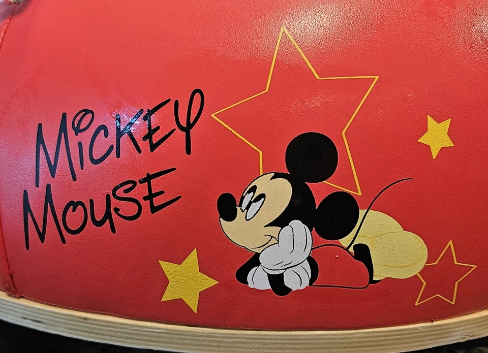 Mickey Mouse Wooden Riding Toy DISNEY Handle Wheels Red Toddler/12"Hx14"Lx9"W - Image 2 of 4