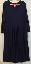 Together 14 Blue Stretch Long Sleeve Lace Trim Soft Midi Comfort Dress