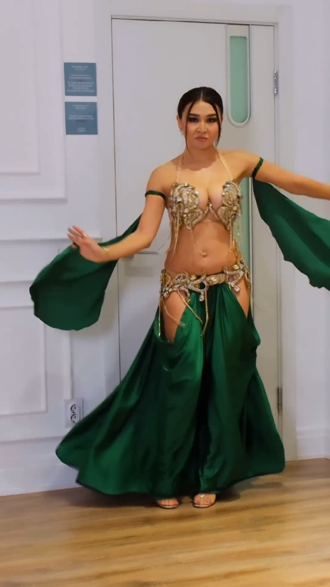 Egyptian professional belly dance costume with dance accessories