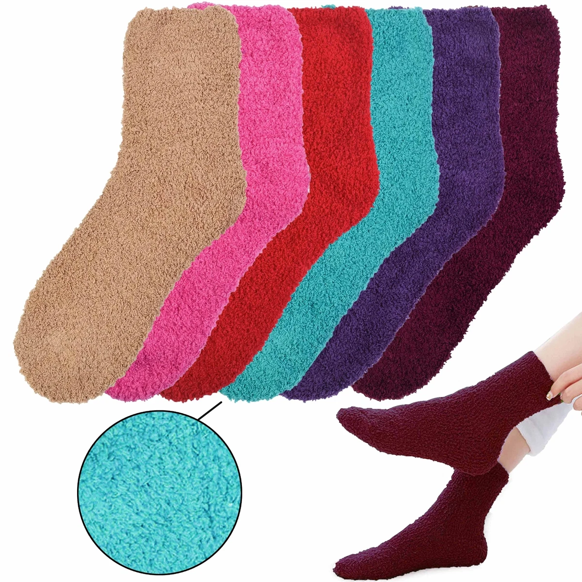 3 Pairs Womens Fuzzy Slipper Socks Super Soft Fluffy Comfort Plush Cozy 9-11