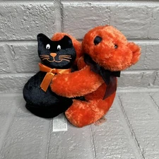 Dan Dee Halloween Black Cat Orange Bear Attatched Plush 6” Stuffed Animal Toy