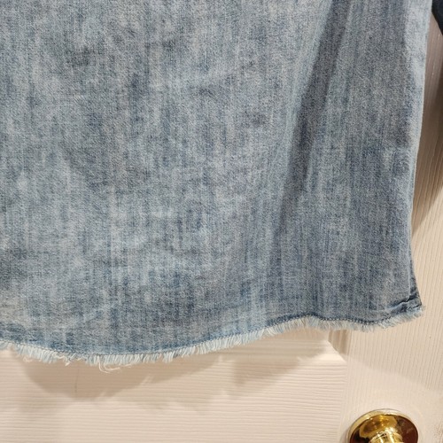 AG Adriano Goldschmied Chambray Shirt Button Up Blue Raw Edge Girls Medium - Picture 7 of 8