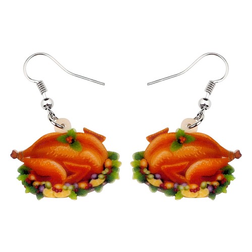 Thanksgiving Acrylic Turkey Roast Chicken Earrings Dangle Jewelry For Women  Gift | Ebay