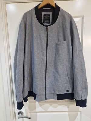 Hammond Co Patrick Grant Workman 108 Men's Navy Blue Linen Bomber Jacket  2XL UK