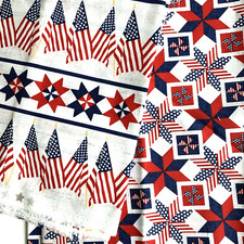 2 lot United States Flags Patriotic Riley Fabric "Let Freedom Soar" USA 2 yds