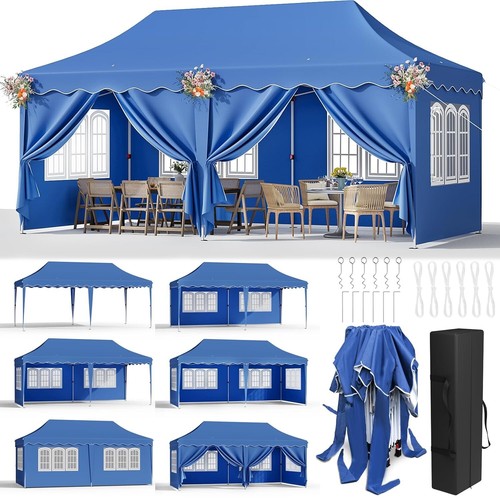 3x6m Heavy Duty Waterproof Pop Up Gazebo Garden Party Canopy Tent with 6 Sides - Picture 4 of 28
