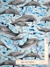 Dolphin Fish Ocean Sea Nautical Cotton Fabric Timeless Treasures C7957 By Yard