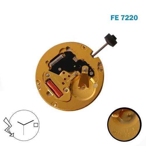 Mouvement Horloger Suisse France Ebauche FE 7220 — Quartz, Disque De Date Blanc à 3, 3 Aiguilles, Neuf Sans étiquette
