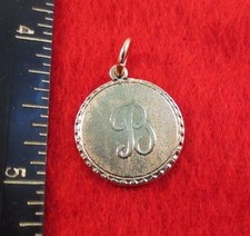 LETTERS A-Z, 14 KT GOLD PLATED ROUND INITIAL DISC CHARM PENDANT