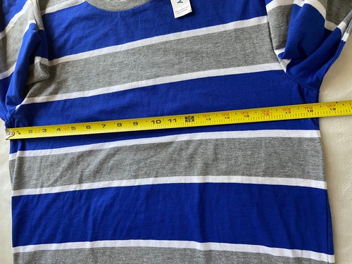 Old Navy Jungen Langarm Hemd XXL (18) blau/grau gestreift Rundhals Freizeit Neu mit Etikett - Bild 3 von 8