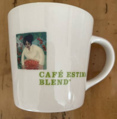 Starbucks Cafe Estima Coffee Mug Multi Region Blend 2005 White Lime Green 16 oz.