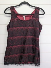 Womens Black Lace Top Medium Red Goth Fairy Grunge Whimsigoth Romantic Vamp Y2K