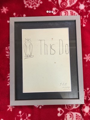 Rare Genuine Original Art Hand Drawn And Signed , OWL BIRDS INTEREST 1929