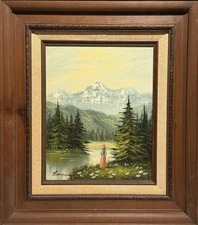 VTG MCM Original Naturalistic Mountainous Landscape O/B Signed Thompson, Framed!