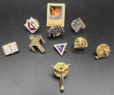 Lot of 10 Vintage Religious Lapel Pins Crosses Open Bible UMC Jesus First Angel