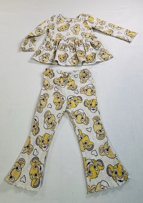Disney Baby Lion King Long Sleeve Outfit, Gray With Simba and Hearts,  0-3m
