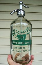 Nice BIRRELL'S ~ EARLY WESTERN ACL SELTZER BOTTLE ~ SALT LAKE CITY, UTAH SIPHON