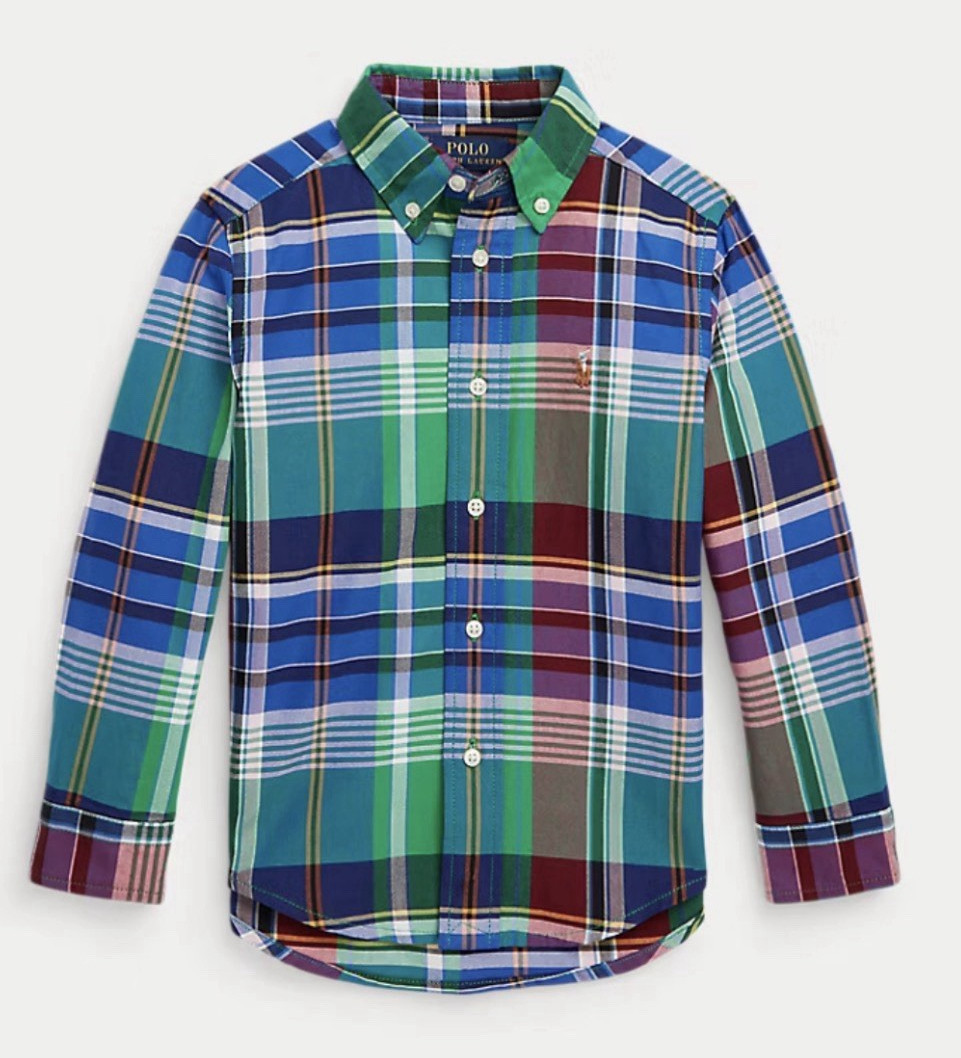 Polo Ralph Lauren Boys Plaid Button-Down Long Sleeve Shirt Size S